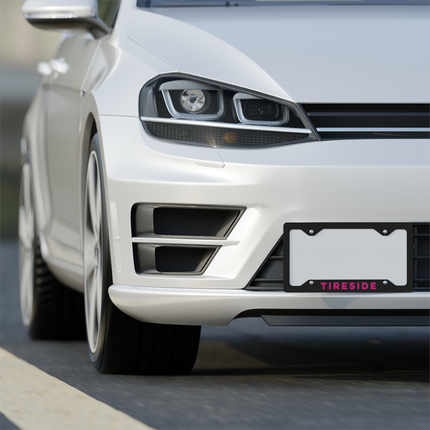 TIRESIDE License Plate Frame (Pink Text)