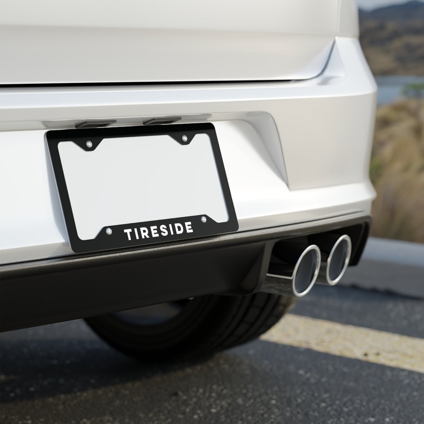 TIRESIDE License Plate Frame (White Text)